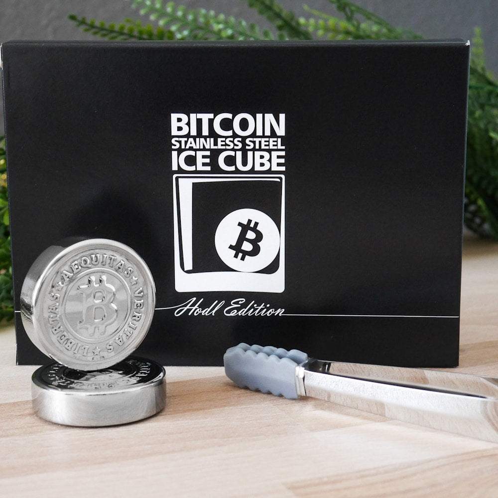 2er Set silberne Edelstahl Bitcoin Eiswürfel für Drinks