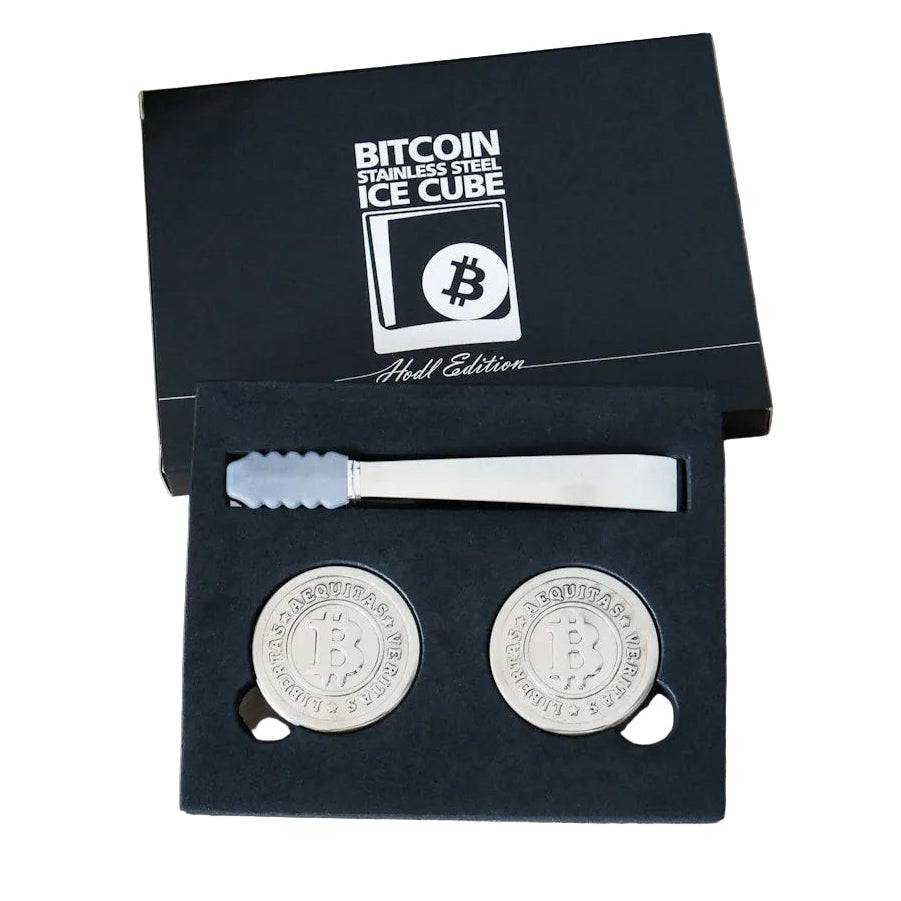 2er Set Edelstahl Bitcoin Eiswürfel silberfarben ohne Verwässerung für Drinks