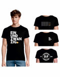 Schwarz T-Shirt aus 100% Bio-Baumwolle mit vier Einundzwanzig Bitcoin-Podcast Designs