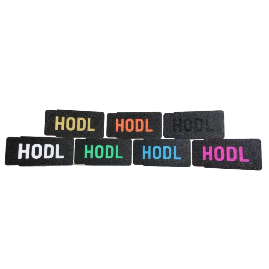 BitBox02 Cover with Bitcoin and HODL logos in various designs protecting USB-C port and display of BitBox02 hardware wallet