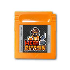 Hero of Bitcoin Spielverpackung GameBoy Version mit Bitcoin-Thema und handgezeichneten Pixelgrafiken