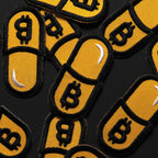 Kanuto Orange Pill Patch for jackets and backpacks with Bitcoin design