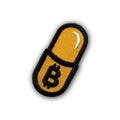 Kanuto Orange Pill Patch for jackets, backpacks, and caps with Bitcoin design