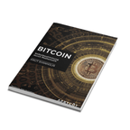 Das Buch schräg liegend, Vorderseite mit goldener Bitcoin-Münze