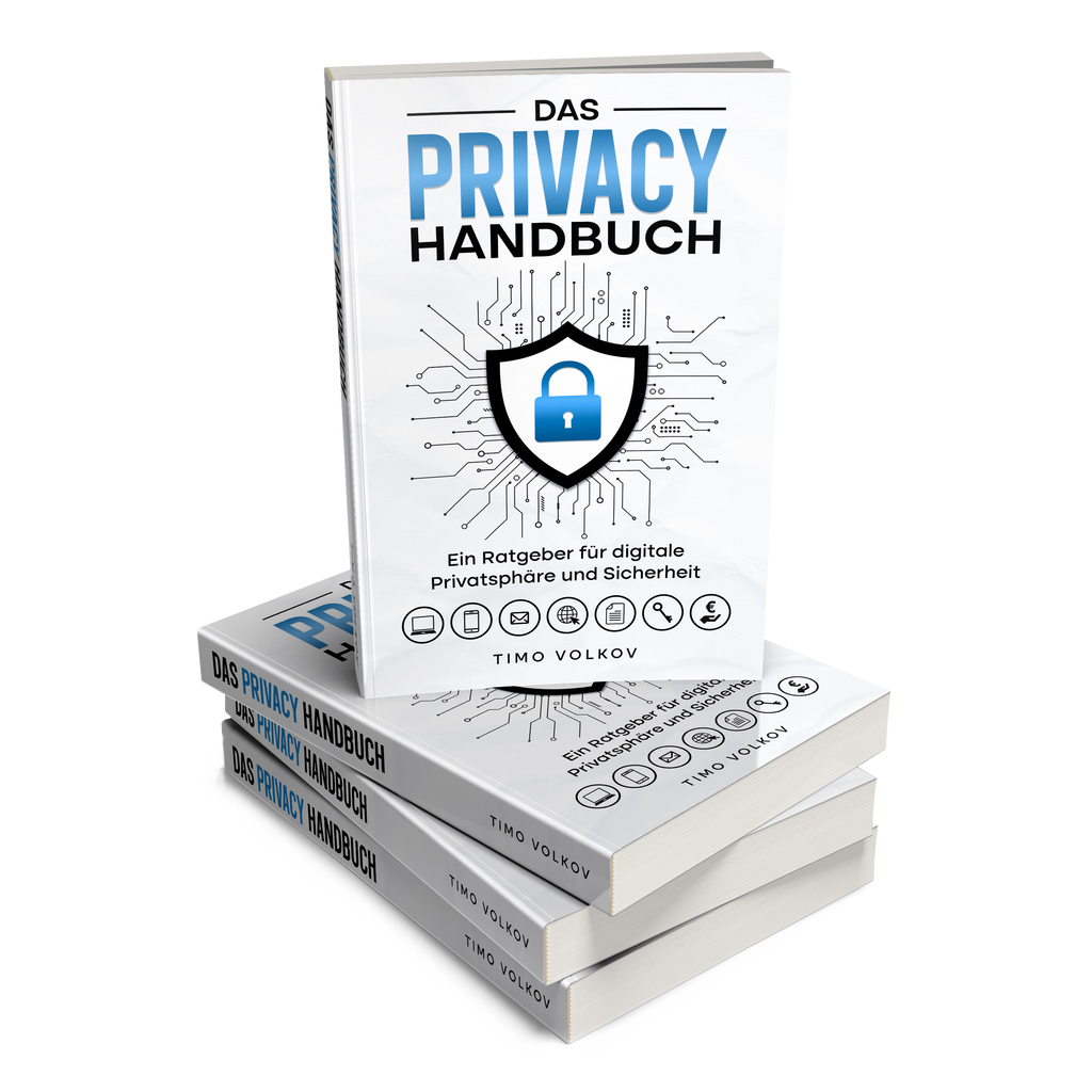 Das Privacy Handbuch | Fronsicht stehend auf einem Bücherstapel