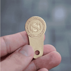 Bitcoin Einkaufswagenchip aus massivem Messing als praktischer Einkaufswagenpfandchip