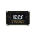 Blockclock Micro Bitcoin display showing real-time price, block height, and node count with USB-C and Wi-Fi connectivity.