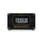Blockclock Micro Bitcoin display showing real-time price, block height, and node count with USB-C and Wi-Fi connectivity.