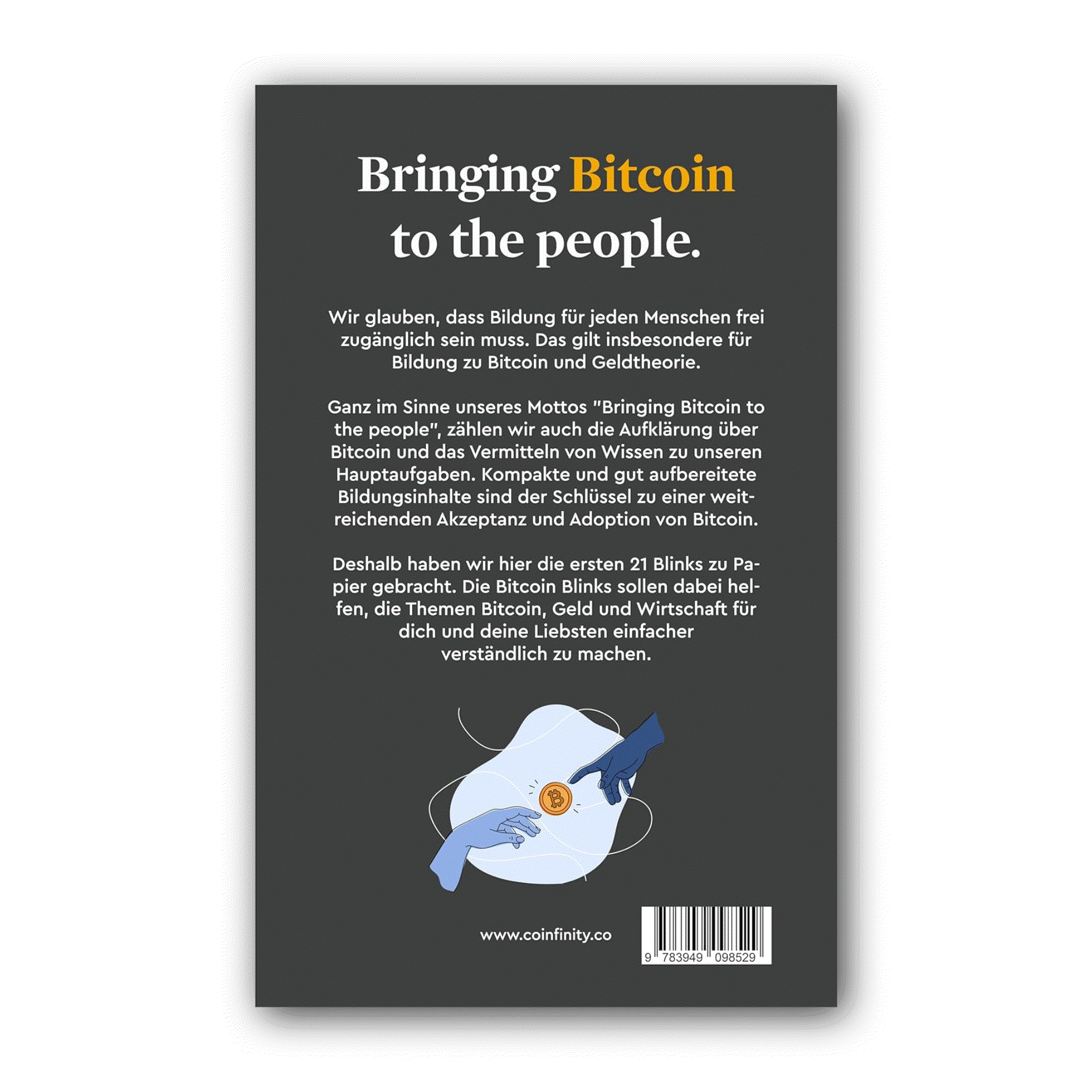 Coinfinity Bitcoin Blinks book cover with 21 Bitcoin basics lessons in German