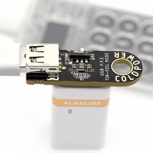 Coldpower Adapter for air-gapped Bitcoin Coldcard security with 9V battery power