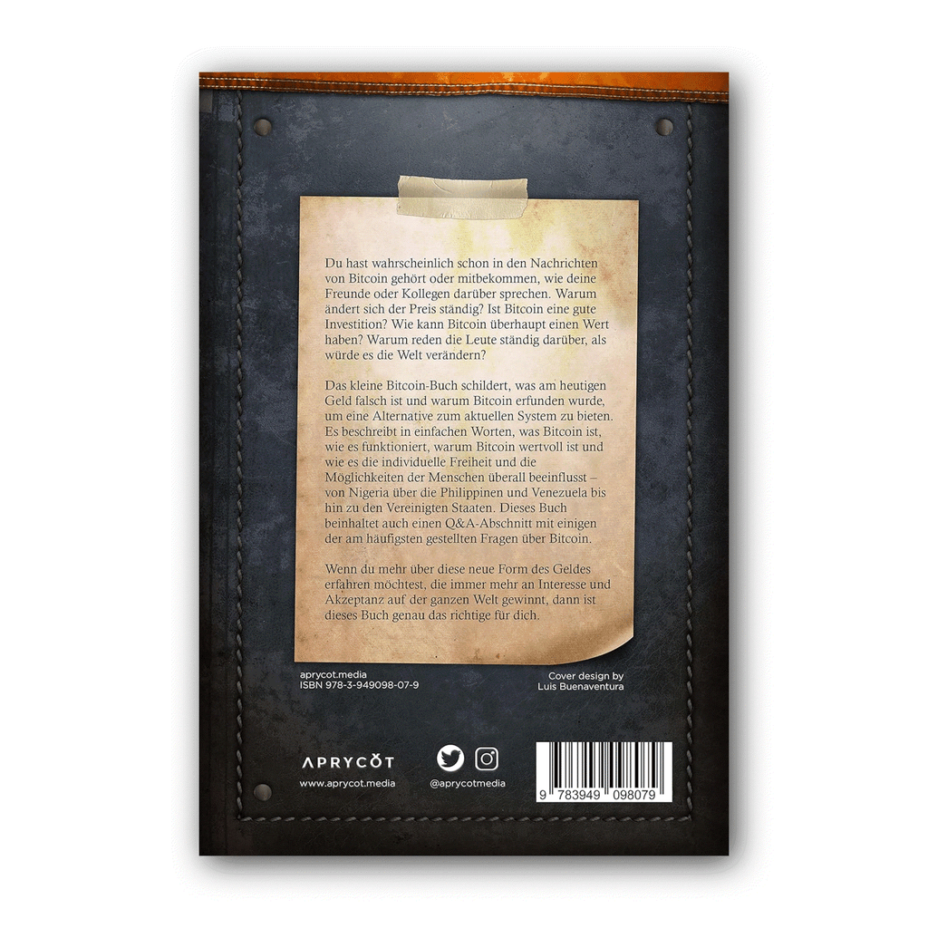 Softcover cover of Das kleine Bitcoin-Buch explaining Bitcoin basics and global impact.