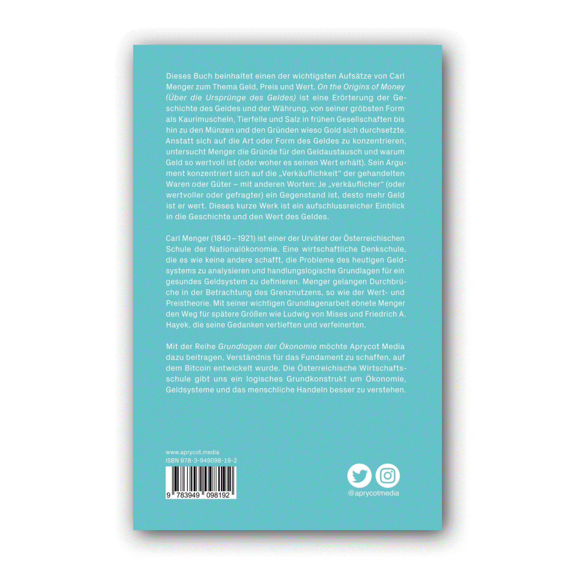 Grundlagen der Ökonomie Buchcover von Carl Menger Softcover Ausgabe