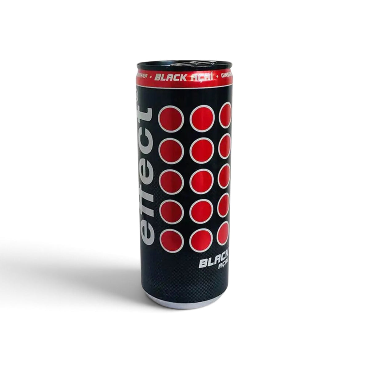 Versteckdose im Design einer schwarzen Effect Energy Black Dose mit roten Punkten