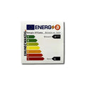 Sticker styled as an energy label, bitcoin rated A+++ and euro rated G, Einundzwanzig on the edge