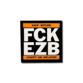 Schwarzer Aufkleber „FCK EZB“ mit orangen Balken „Kauf Bitcoin“ und „Stoppt die Inflation“