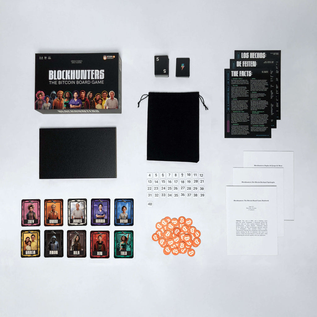 Blockhunters Bitcoin Brettspiel Strategiespiel mit Blockchain, Mining und Transaktionskarten