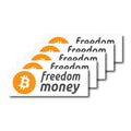 Set of 10 weatherproof Bitcoin Freedom Money stickers, 10.5x3.5 cm