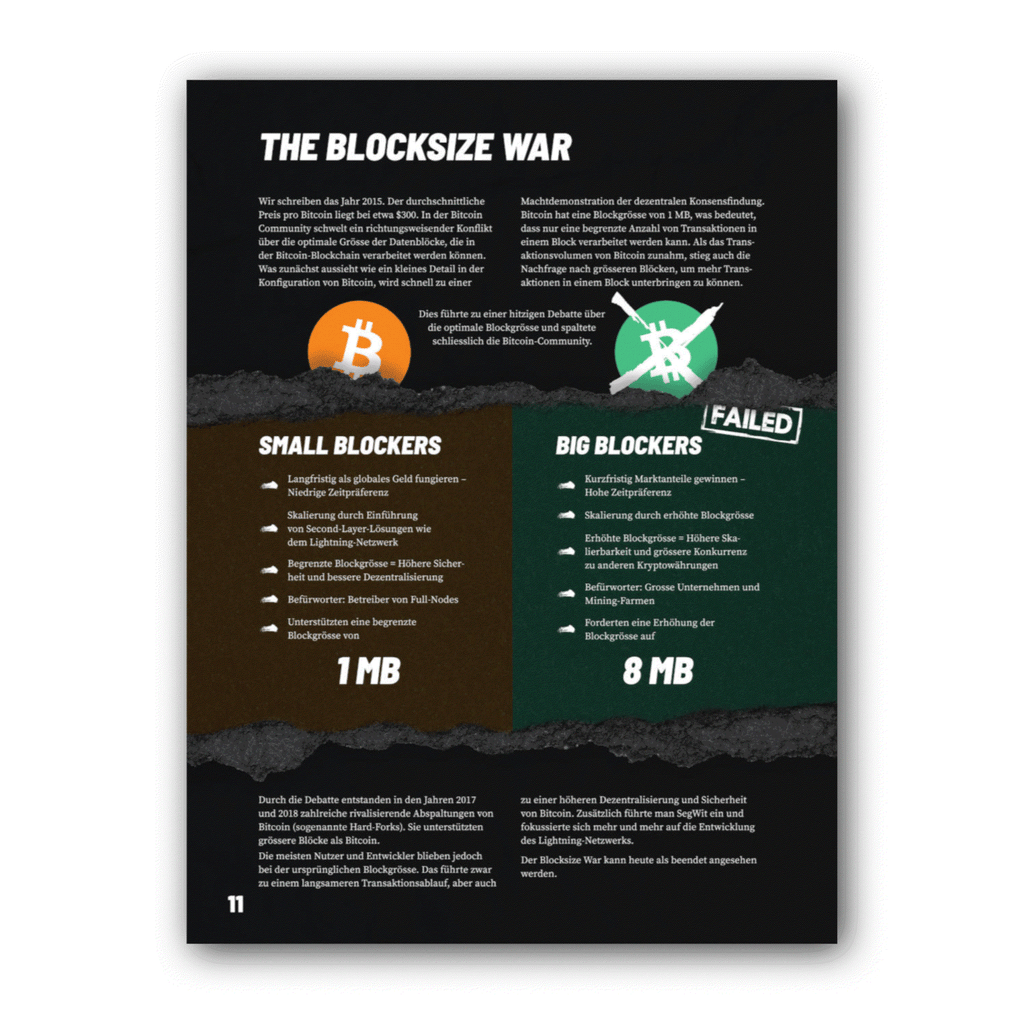Gesundes Geld Bitcoin Booklet with 12 key facts on orange silk-matte paper