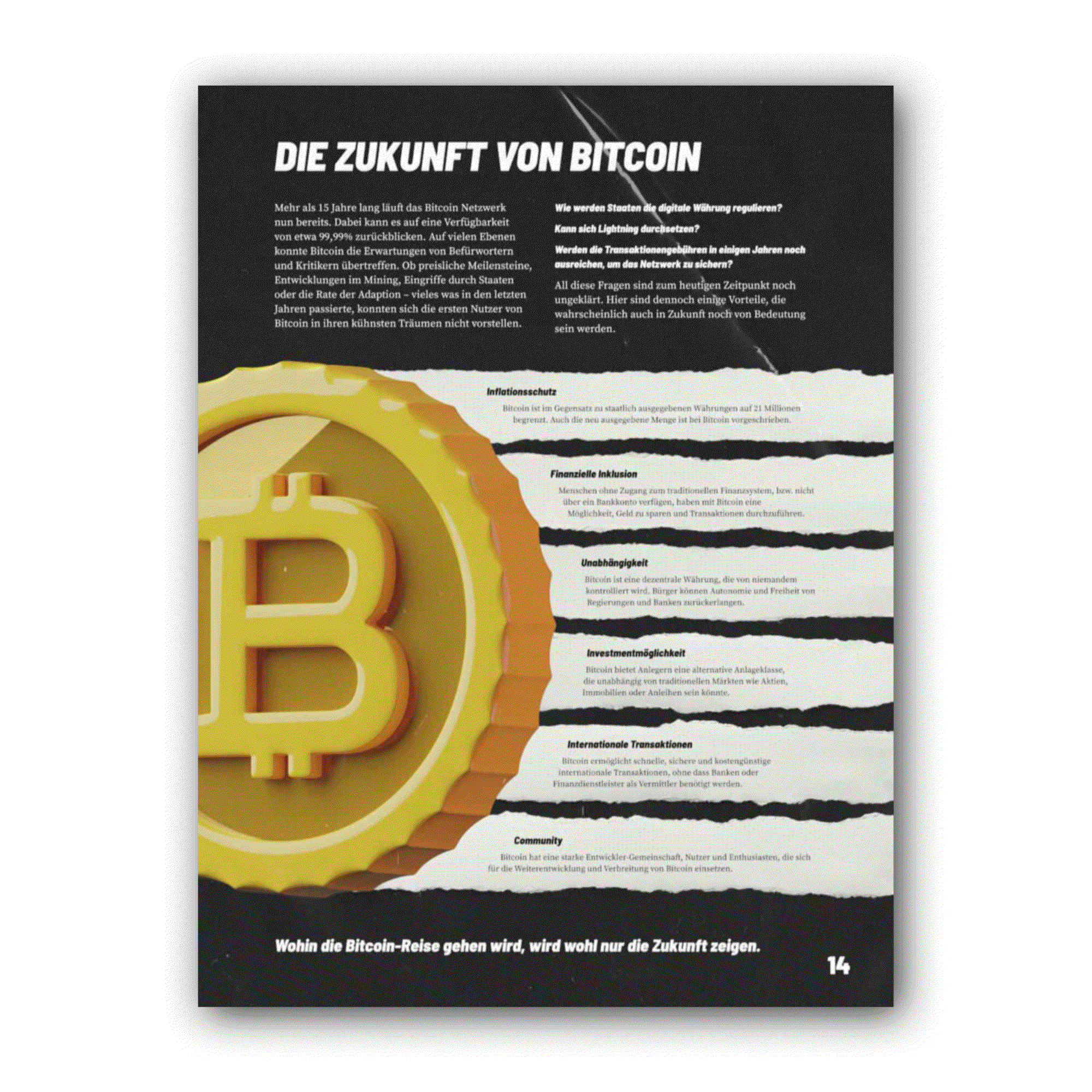 Gesundes Geld Bitcoin booklet cover with 12 educational chapters on Bitcoin history and technology