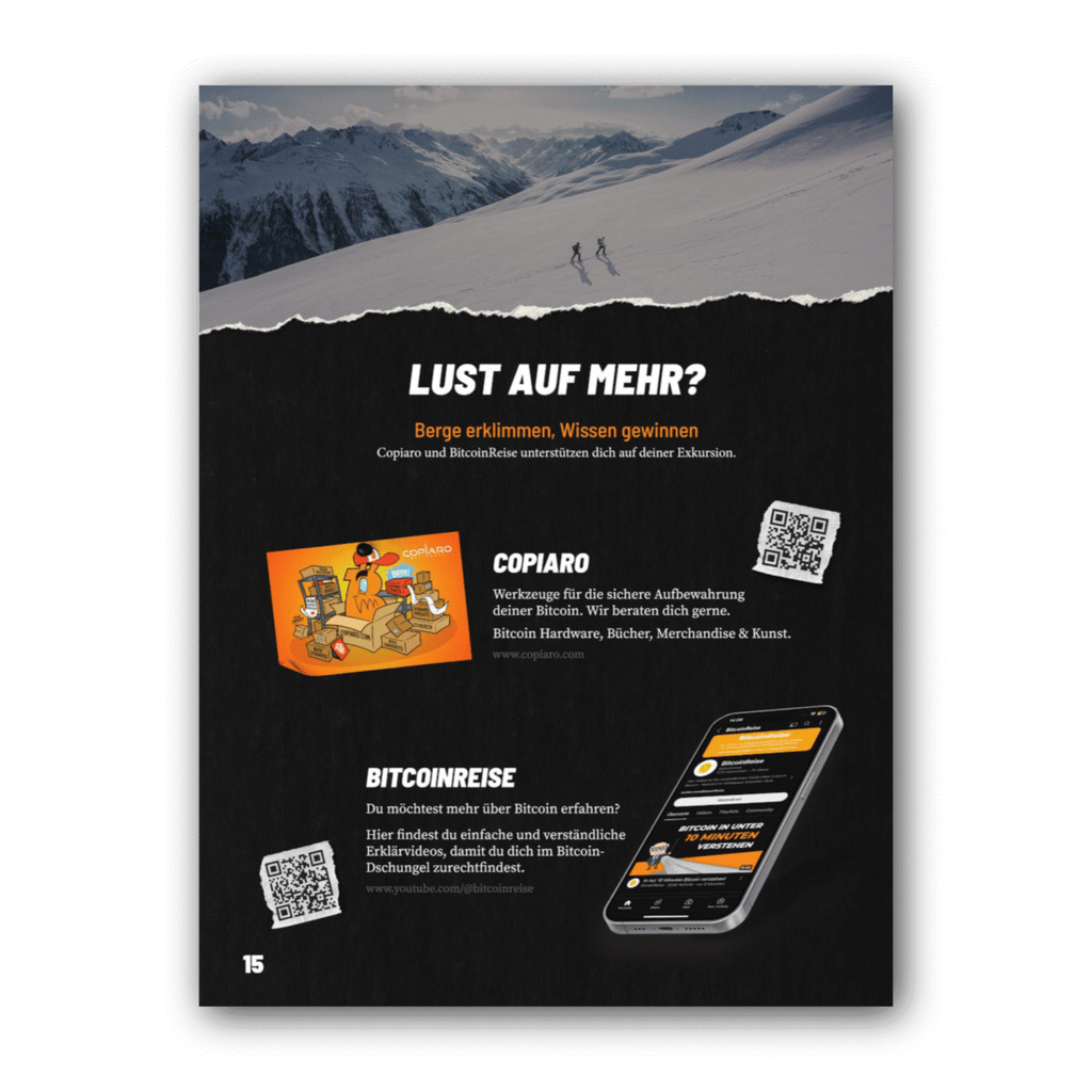 Gesundes Geld Bitcoin booklet with 12 key topics on healthy money and Bitcoin education