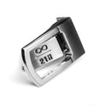 Brushed stainless steel Infinity Belt Buckle with infinity divided by 21M Bitcoin symbol for belts up to 35mm wide