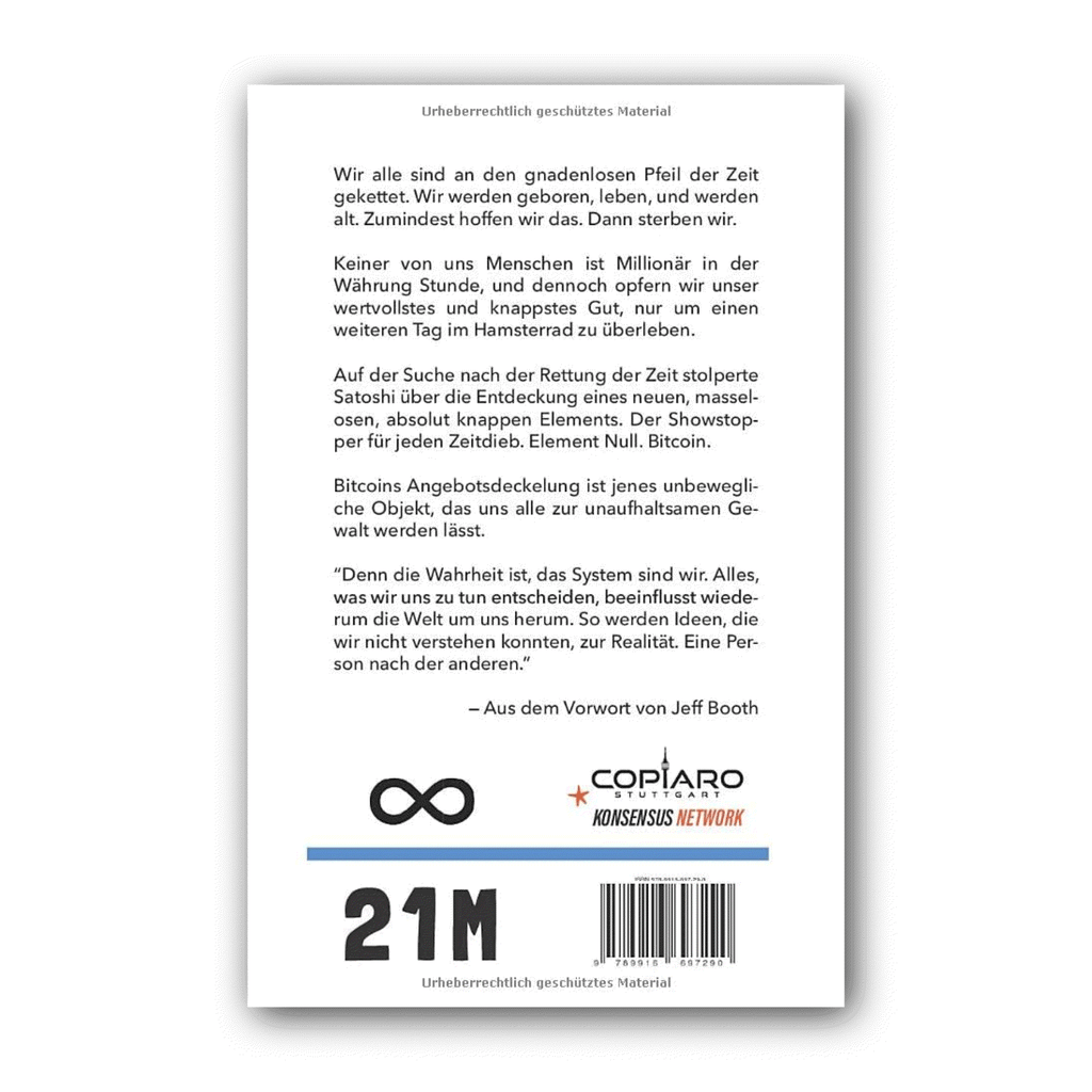 Cover of Bitcoin: Alles durch 21 Millionen book by Knut Svanholm with detailed publication info and focus on Bitcoin philosophy