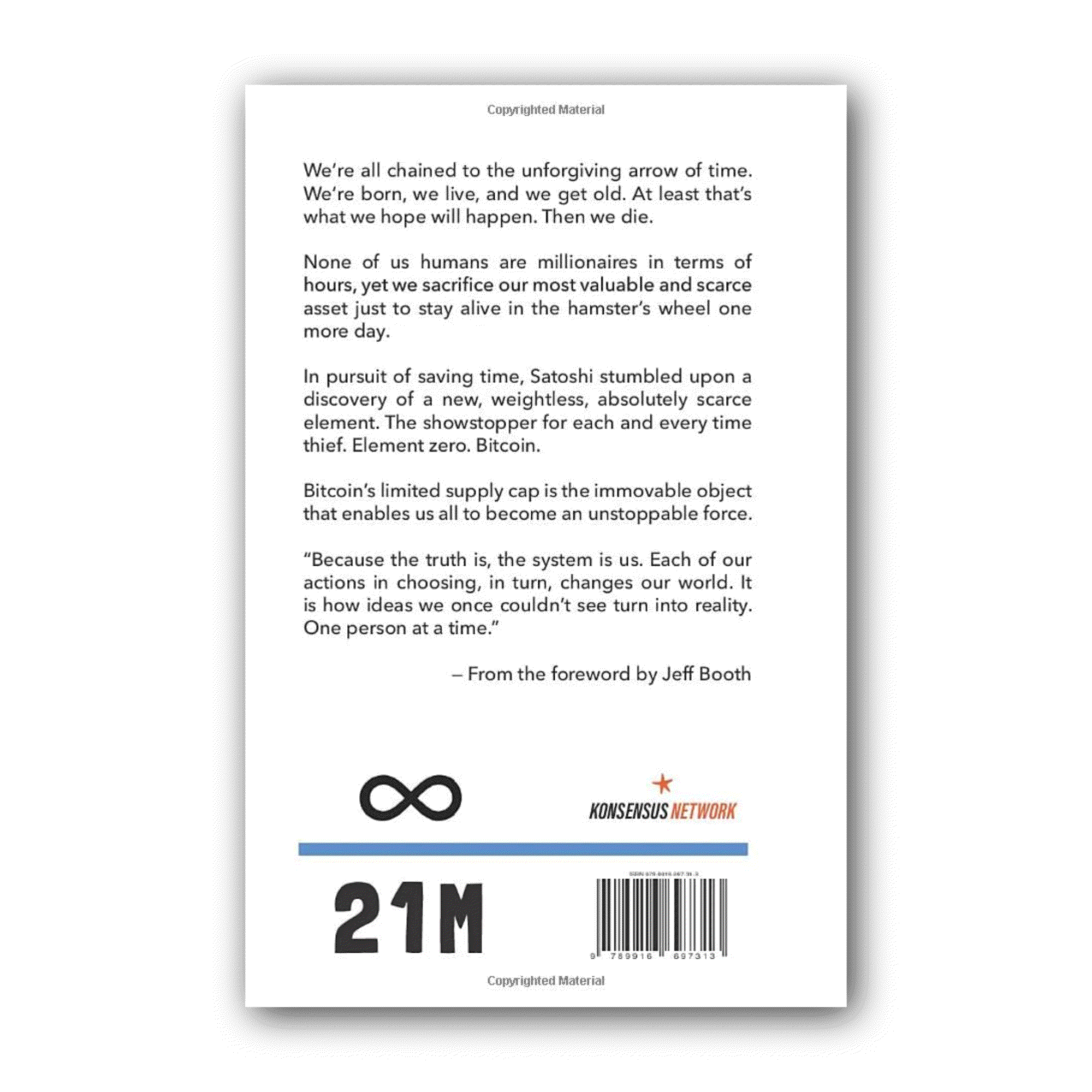 Cover of Bitcoin: Everything Divided by 21 Million by Knut Svanholm, English paperback book about Bitcoin philosophy and time scarcity