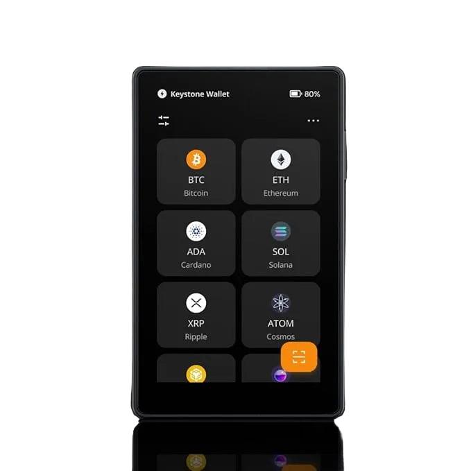 Keystone 3 Pro hardware wallet with 4-inch touchscreen and fingerprint sensor for secure offline crypto storage