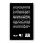 Rückseite des Buchs mit Klappentext auf Schwarz und Strichcode