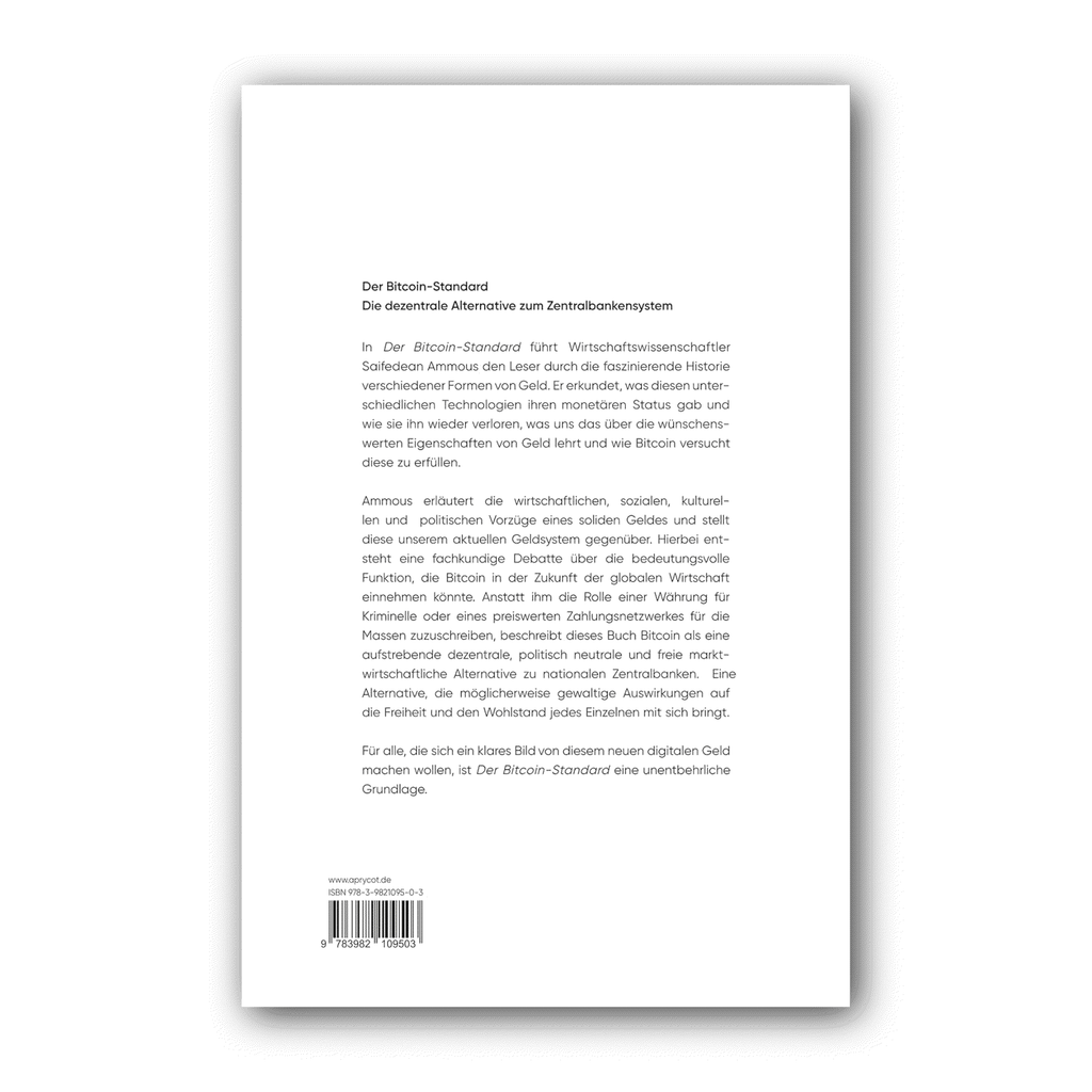 Rückseite des Buchs mit Klappentext und Strichcode auf Weiß