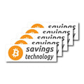 Set of 10 weatherproof Bitcoin stickers promoting savings technology for laptops and bottles