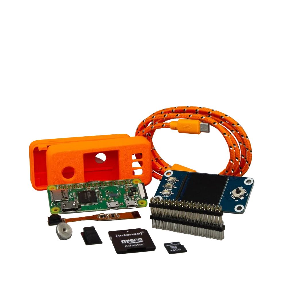 SeedSigner DIY Kit Orange open-source Bitcoin hardware wallet components with Raspberry Pi Zero and 3D-printed case