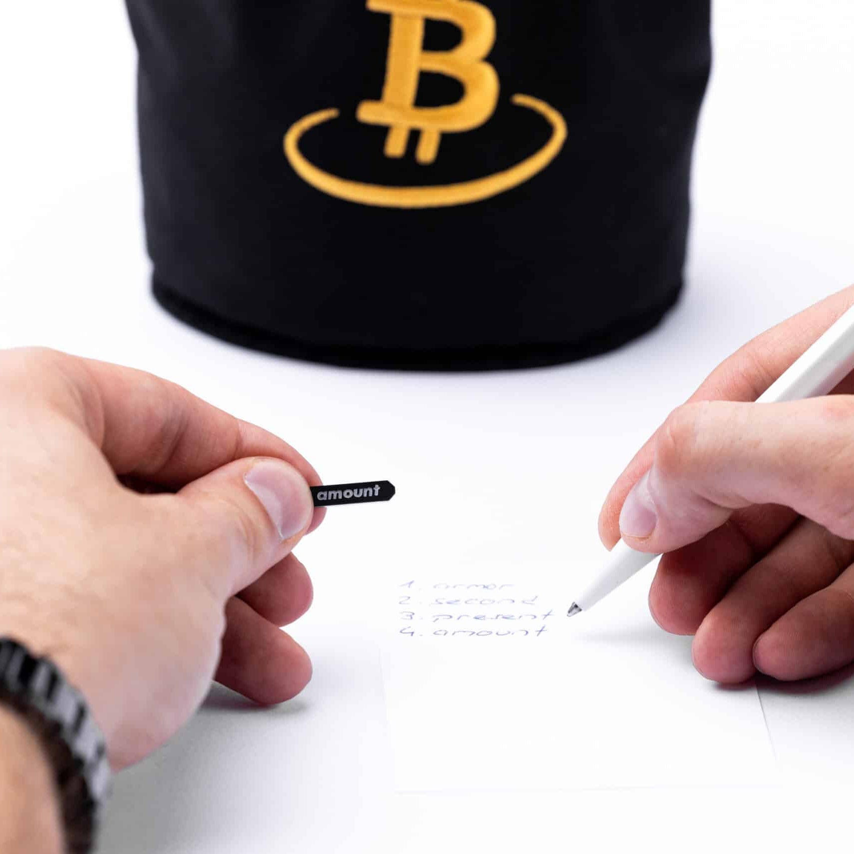SeedSticks Set with 1024 double-engraved acrylic sticks and handcrafted fabric pouch for physical Bitcoin seed generation
