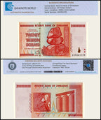 Simbabwe 2008 20 Billionen Dollar Schein als Symbol für Hyperinflation und Fiat-Versagen