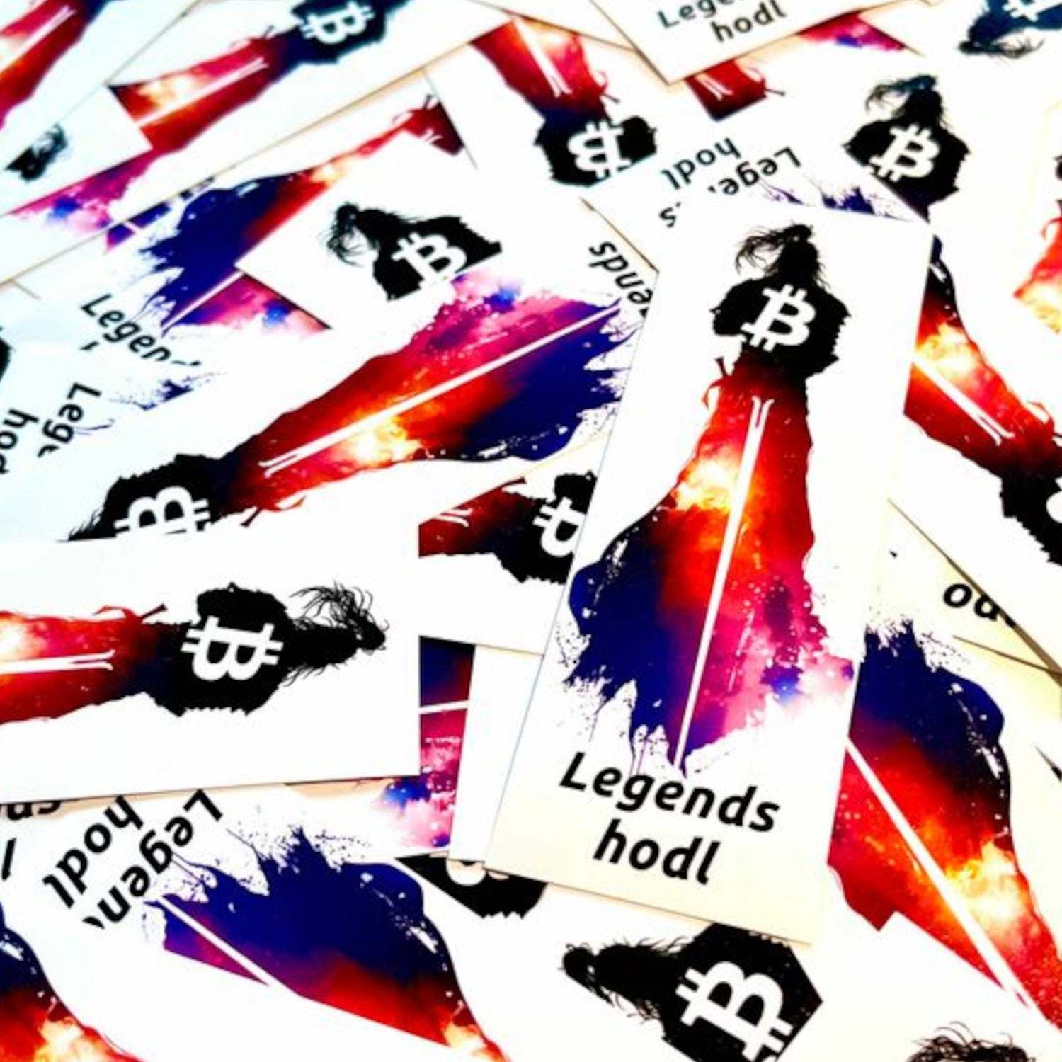 Set of 10 Bitcoin Stickers featuring a Hodl Samurai design symbolizing perseverance and discipline