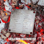 Stamp Seed - Titanium Backup Kit | Platte Draufsicht in einer Glut liegend | Text safe from Destruction