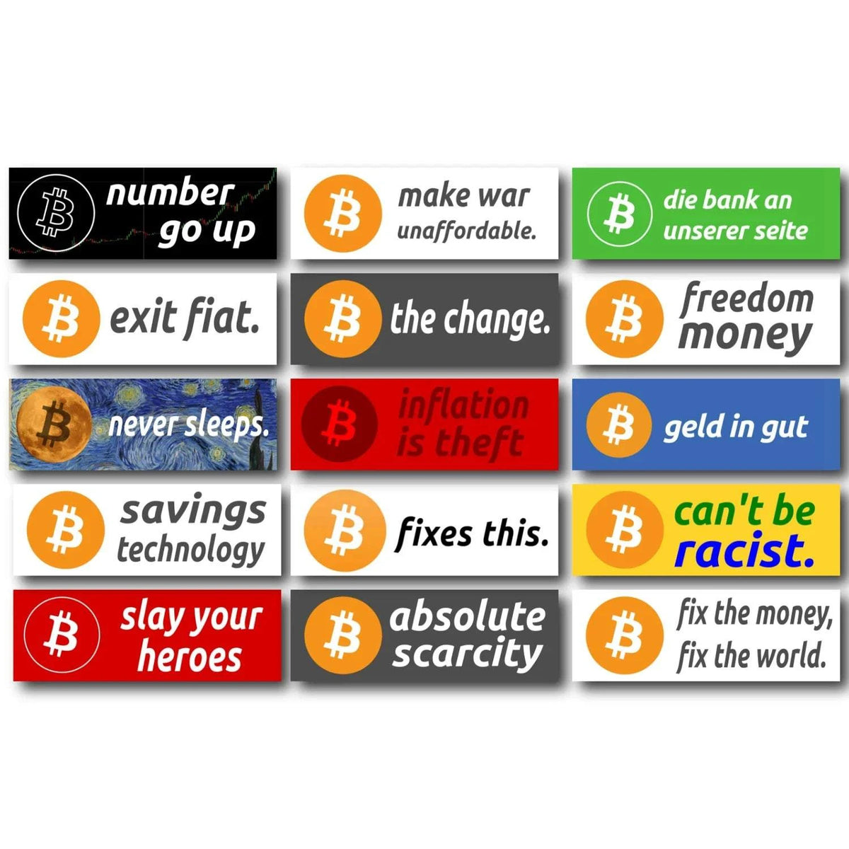 Bitcoin Sticker-Set - Copiaro Edition mit 30 wetterfesten Stickern