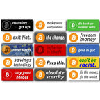 Bitcoin Sticker-Set Copiaro Edition mit 30 wetterfesten Bitcoin-Slogans und Bonus-Sticker
