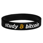 Study Bitcoin Armband black and white silicone wristband with engraved slogan for everyday wear
