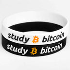 Study Bitcoin Armband schwarzes Silikonarmband mit weißem Schriftzug, hautfreundlich und wasserdicht