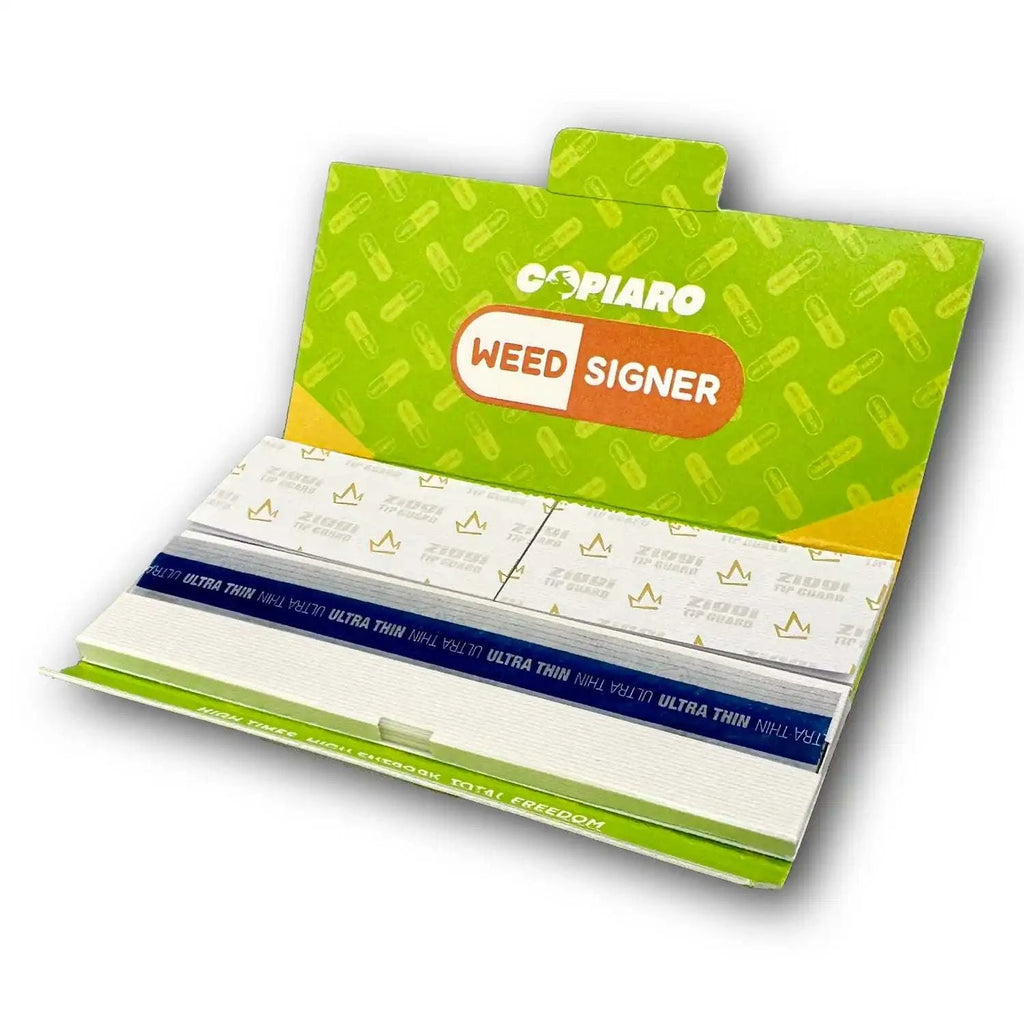 WeedSigner premium rolling papers with Bitcoin design and reusable rolling tray