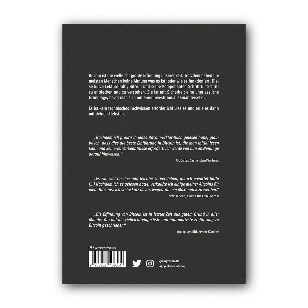 Softcover cover of Bitcoin entdecken by Yan Pritzker, German Bitcoin beginner guide book