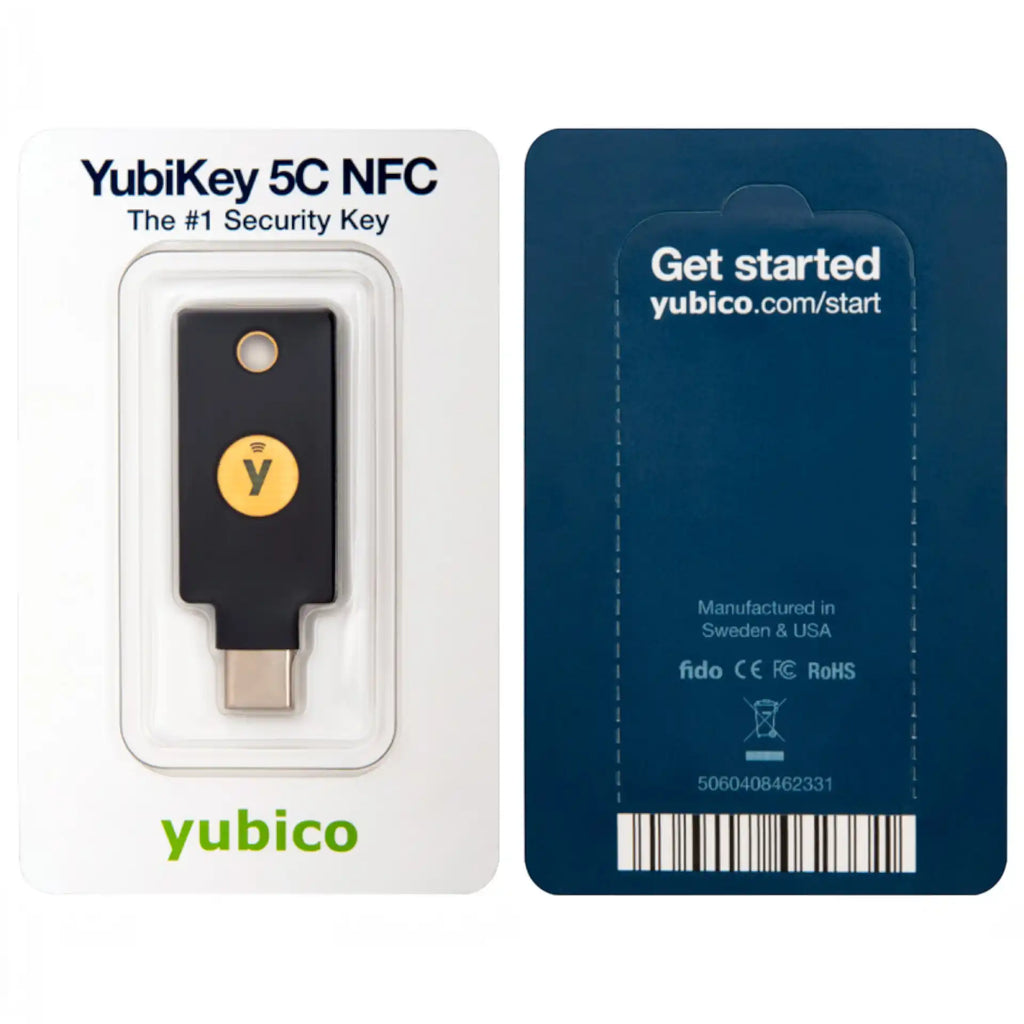 Originalverpackung des YubiKey 5C NFC von Yubico mit Schlüssel im Blister