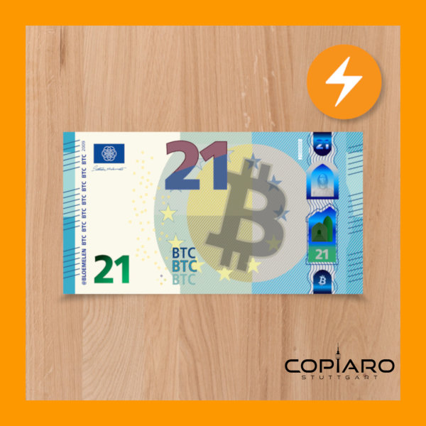 21 Bitcoin bill Euro (with QR code) 